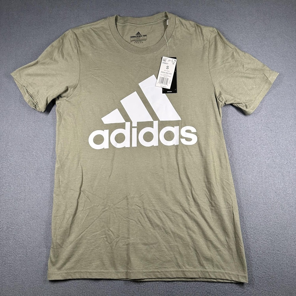 Adidas Shirt Mens Small Green Amplifier Basic BOS Logo Graphic Athletic Tee NWT